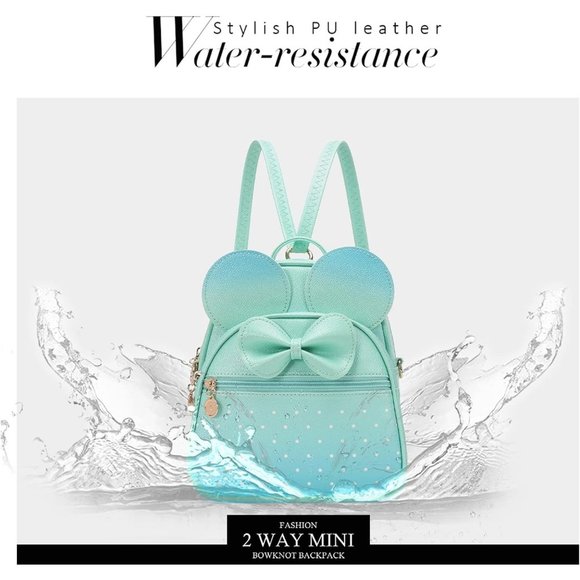 Bowknot Polka Dot Mini Backpack And Convertible Shoulder Bag Purse for Women - Picture 6 of 7